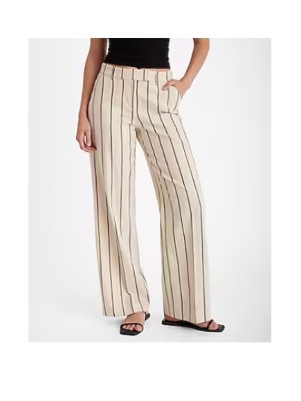 Express Editor Mid Rise Striped Wide-Leg Trouser Pant